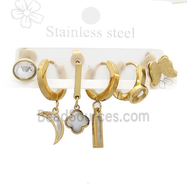 Stainless Steel Earrings Mixed Shapes Gold Plated