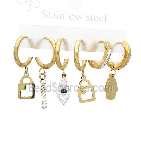 Stainless Steel Earrings Mixed Shapes Gold Plated