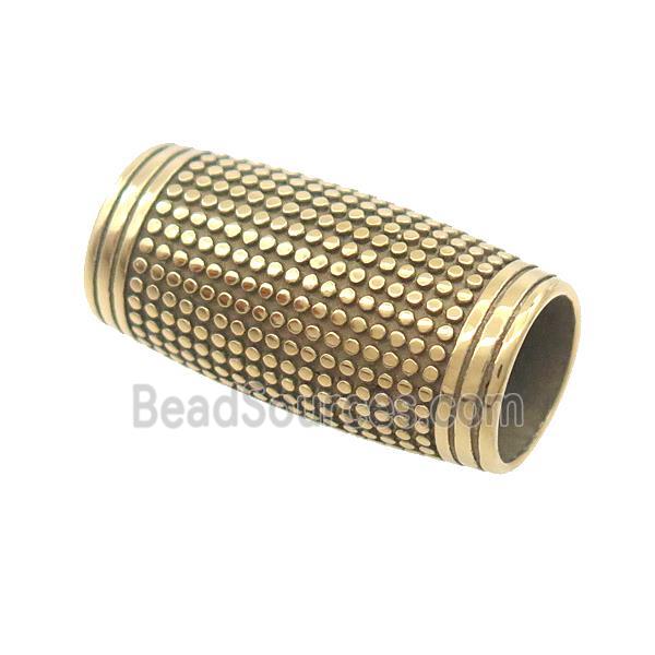 Stainless Steel Column Beads Large Hole Tube Gold Plated