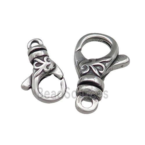 Stainless Steel Lobster Clasp Antique Silver