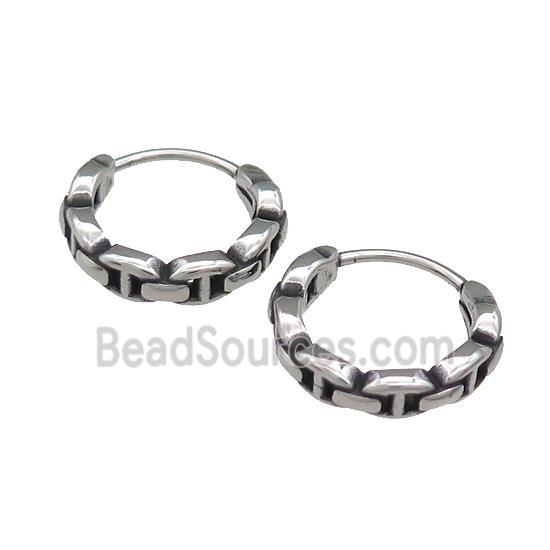 Stainless Steel Hoop Earrings Antique Silver