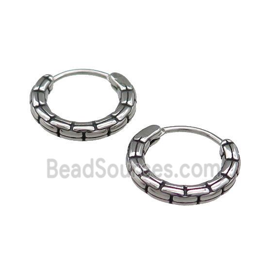 Stainless Steel Hoop Earrings Antique Silver