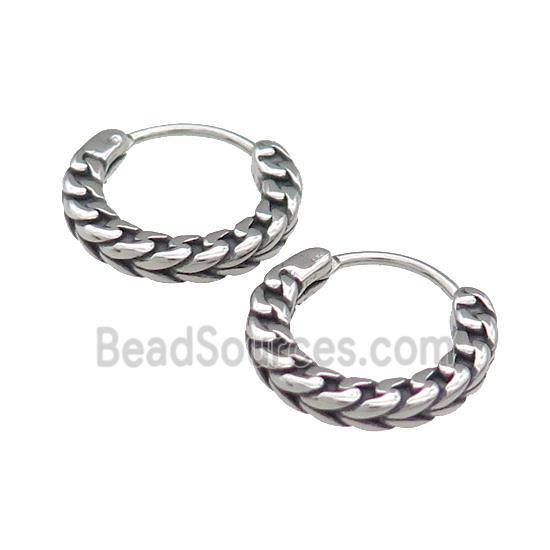 Stainless Steel Hoop Earrings Antique Silver