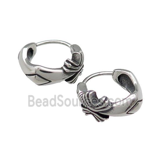 Stainless Steel Hoop Earrings Antique Silver