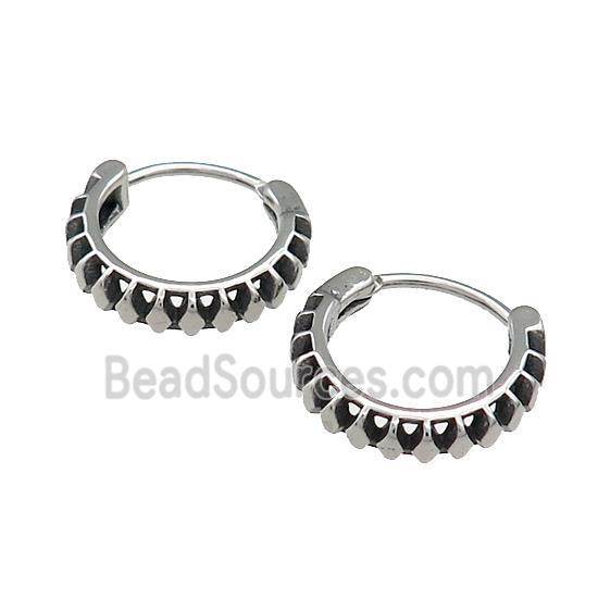 Stainless Steel Hoop Earrings Antique Silver