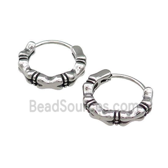 Stainless Steel Hoop Earrings Antique Silver