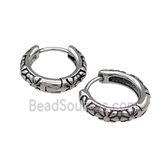 Stainless Steel Hoop Earrings Antique Silver