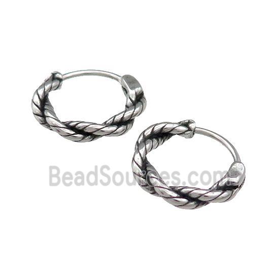 Stainless Steel Hoop Earrings Antique Silver