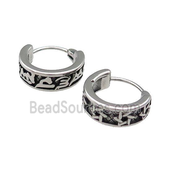 Stainless Steel Hoop Earrings Antique Silver