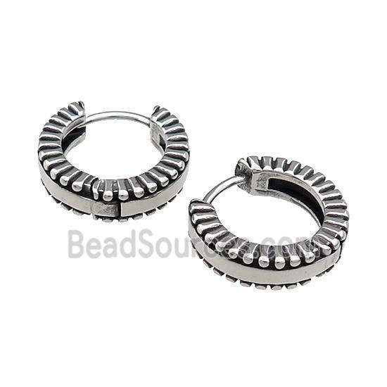 Stainless Steel Hoop Earrings Antique Silver