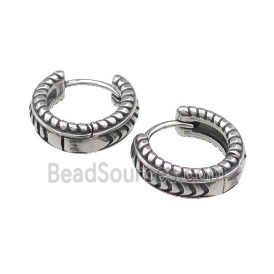 Stainless Steel Hoop Earrings Antique Silver