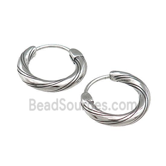 Stainless Steel Hoop Earrings Antique Silver