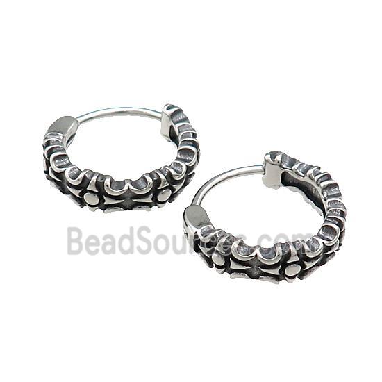 Stainless Steel Hoop Earrings Antique Silver