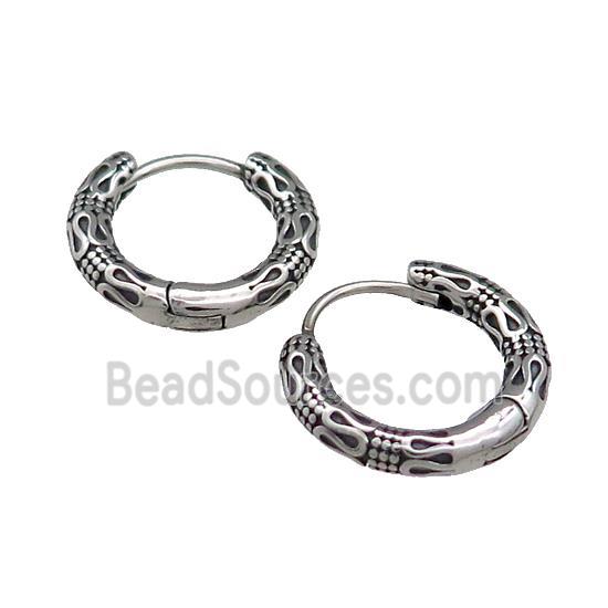 Stainless Steel Hoop Earrings Antique Silver