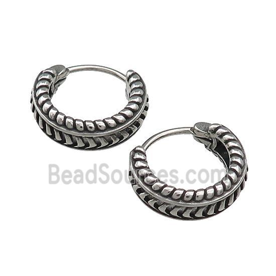 Stainless Steel Hoop Earrings Antique Silver