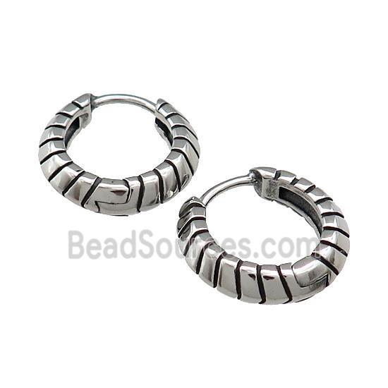 Stainless Steel Hoop Earrings Antique Silver