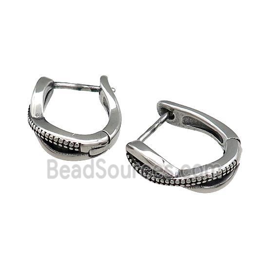 Stainless Steel Latchback Earrings Antique Silver