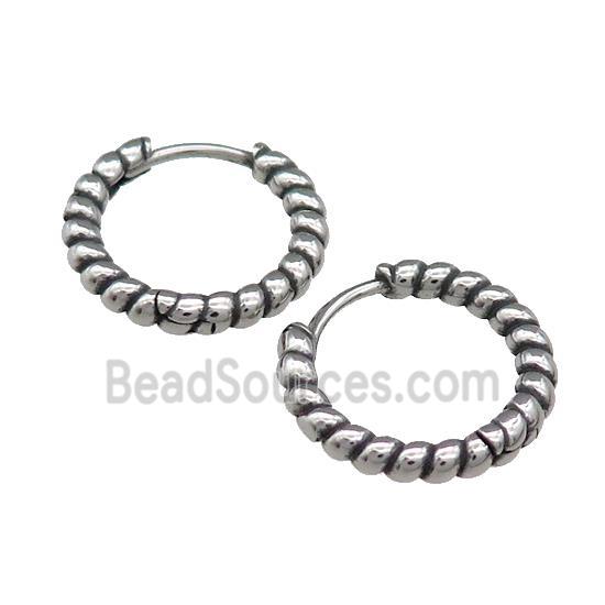 Stainless Steel Hoop Earrings Antique Silver