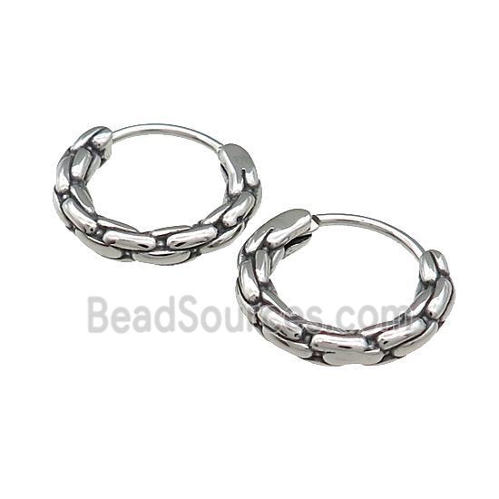 Stainless Steel Hoop Earrings Antique Silver