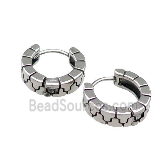 Stainless Steel Hoop Earrings Antique Silver