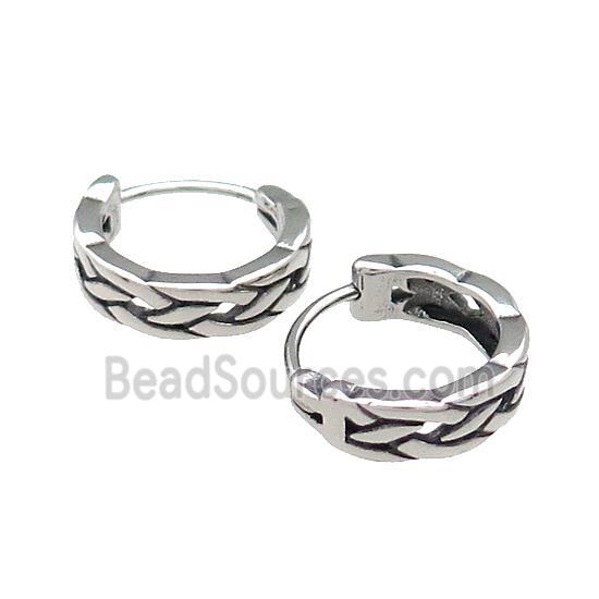 Stainless Steel Hoop Earrings Antique Silver