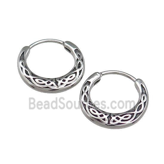 Stainless Steel Hoop Earrings Antique Silver