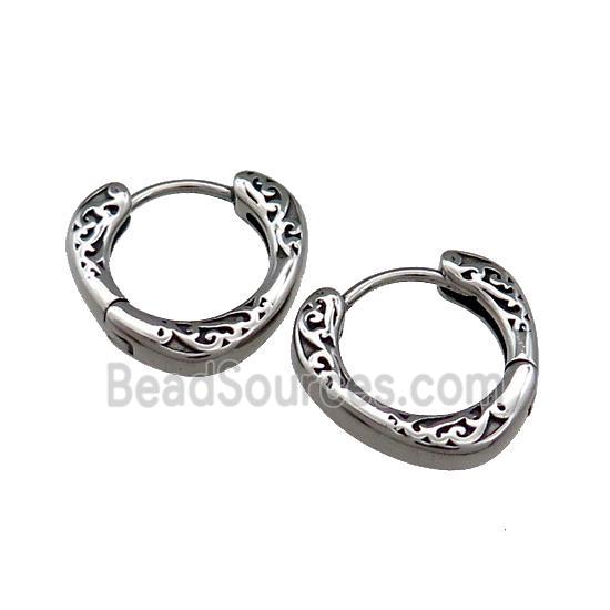 Stainless Steel Hoop Earrings Antique Silver