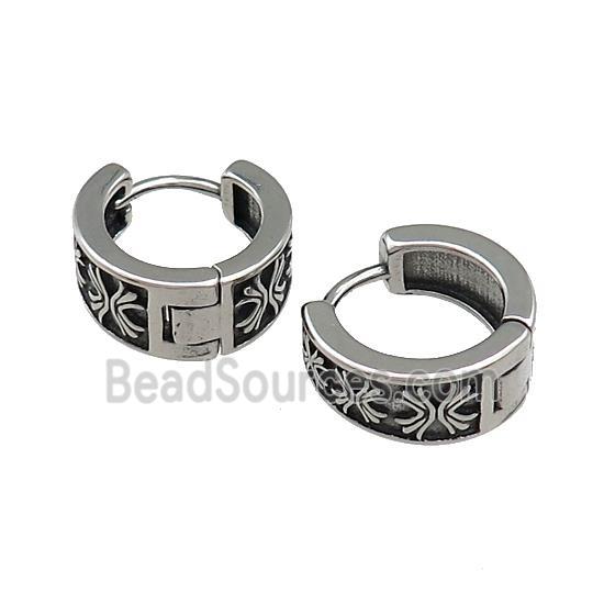 Stainless Steel Hoop Earrings Antique Silver