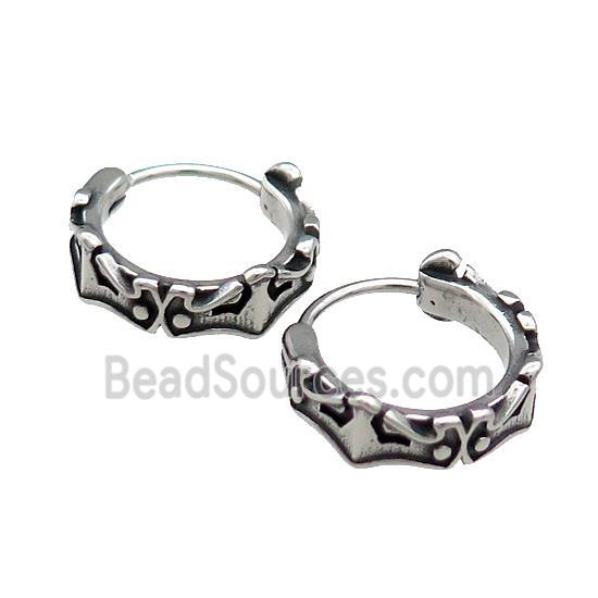 Stainless Steel Hoop Earrings Antique Silver