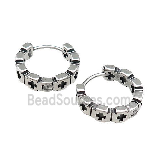 Stainless Steel Hoop Earrings Antique Silver