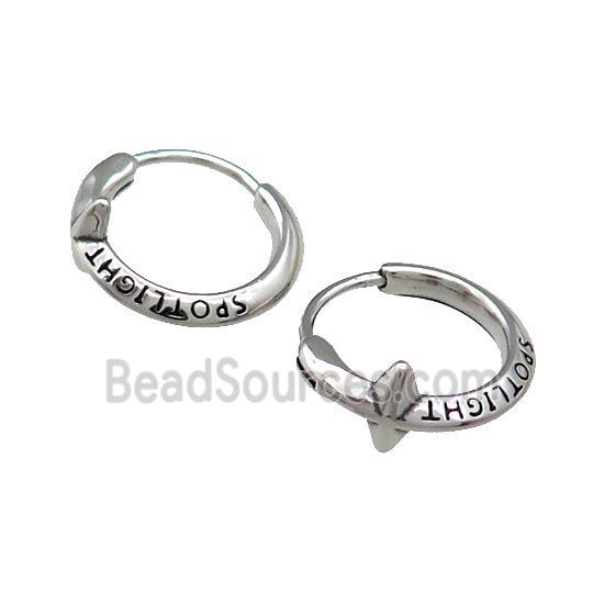 Stainless Steel Hoop Earrings Antique Silver