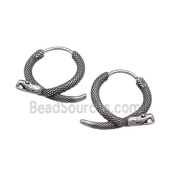 Stainless Steel Hoop Earrings Snake Antique Silver