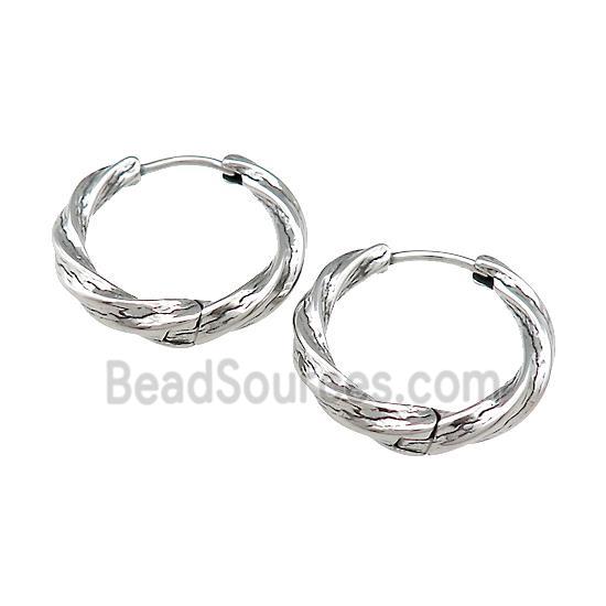 Stainless Steel Hoop Earrings Antique Silver