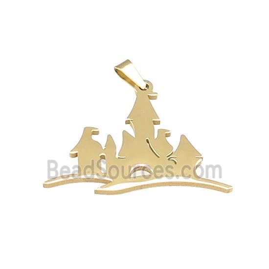 Stainless Steel Pendant Halloween Haunted House Charms Gold Plated