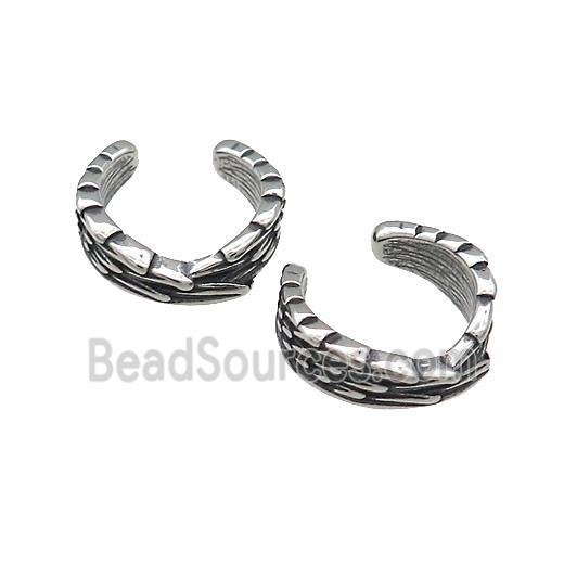 Stainless Steel Clip Earrings Antique Silver