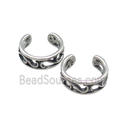 Stainless Steel Clip Earrings Antique Silver