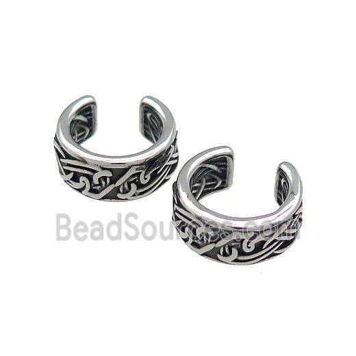 Stainless Steel Clip Earrings Antique Silver