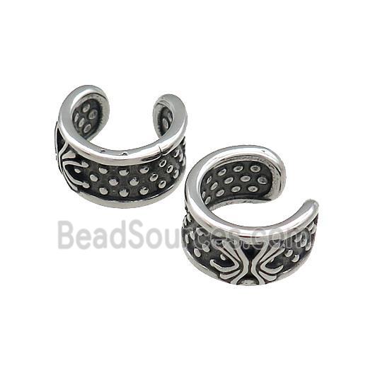 Stainless Steel Clip Earrings Antique Silver