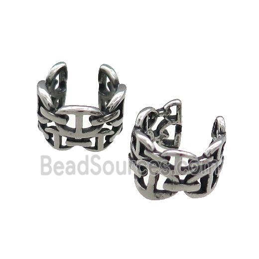 Stainless Steel Clip Earrings Antique Silver