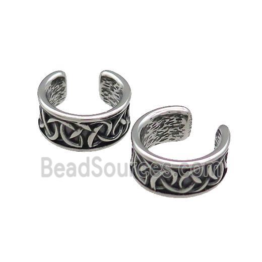 Stainless Steel Clip Earrings Antique Silver