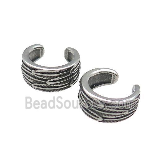 Stainless Steel Clip Earrings Antique Silver