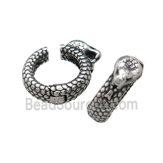 Stainless Steel Clip Earrings Snake Antique Silver