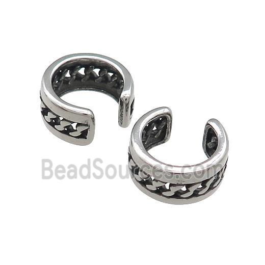 Stainless Steel Clip Earrings Antique Silver