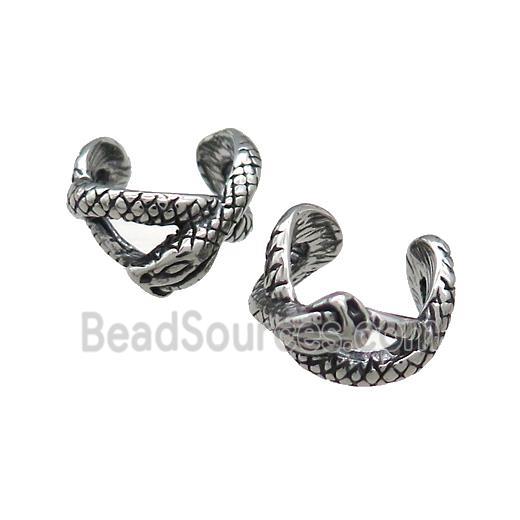 Stainless Steel Clip Earrings Antique Silver