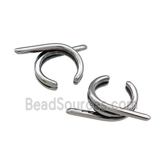 Stainless Steel Clip Earrings Antique Silver