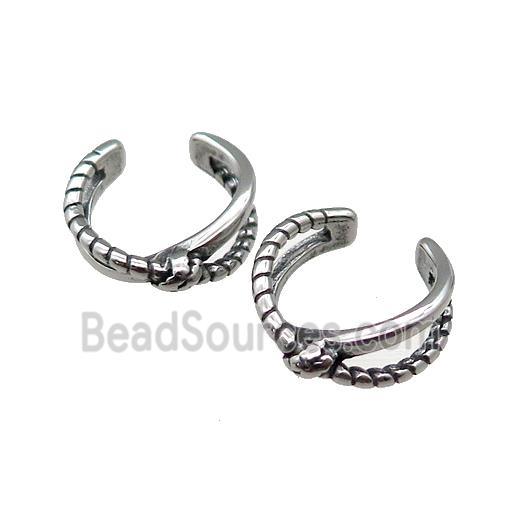 Stainless Steel Clip Earrings Antique Silver