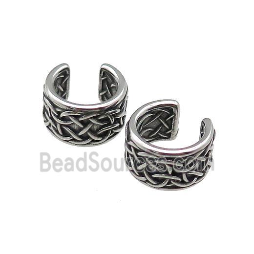 Stainless Steel Clip Earrings Antique Silver