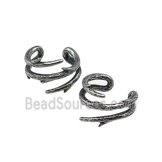 Stainless Steel Clip Earrings Antique Silver