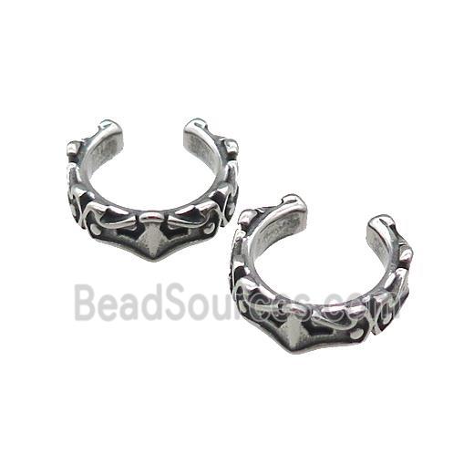 Stainless Steel Clip Earrings Antique Silver