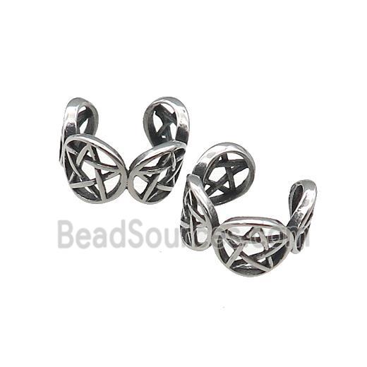 Stainless Steel Clip Earrings Antique Silver